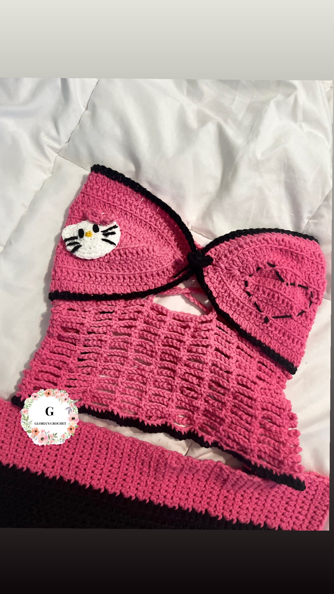 Pink cat crochet outfit