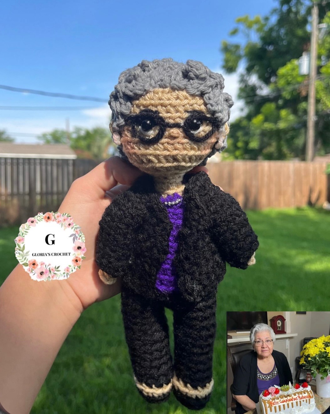 Personalized crochet portrait doll made from a reference photo
